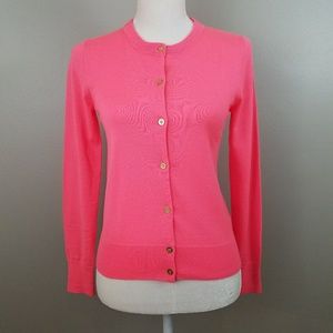 J. Crew Pink Cardigan With Gold Buttons Crew Neck